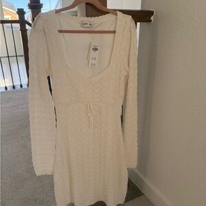 Hollister White Long Sleeve Knit Dress